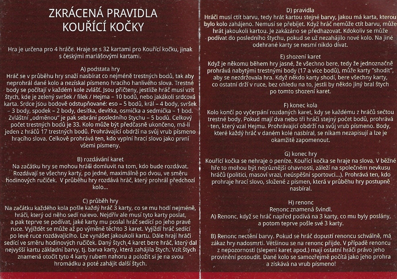 Smoking Cat card game basic rules
