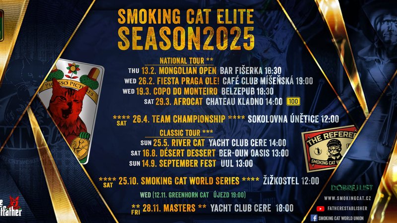 Kalendář turnajů Kouřící kočky - sezóna 2025